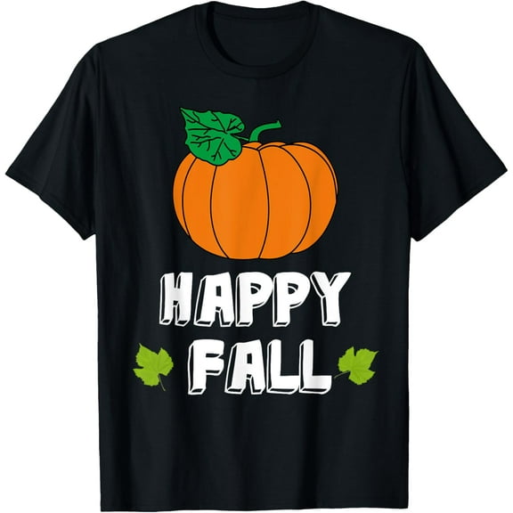 Happy Fall Autumn Pumpkin With Leaves Funny Creative Graphic T-Shirt