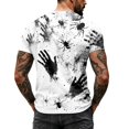 thumbnail image 7 of Summer Shirts for Men Short Sleeve Halloween Spiderweb Print V Neck T Shirts Causal Funny Loose Shirts, 3XL, 7 of 7