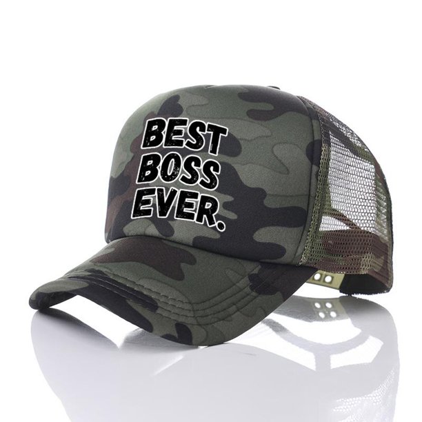 Spring Summer Bend Visor Mesh Baseball Cap Best Boss Ever Letters Trucker Hats Best Manager Gifts Supervisor Snapback Caps YP04456-60cm for adult Gao Jinjia LED