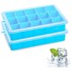 thumbnail image 1 of Bandejas para cubitos de hielo con tapa transparente, juego de 2, molde para cubitos de hielo, 15 cuadrados, moldes para cubitos de hielo para congelador, comida para bebés, agua, whisky, cócteles y, 1 of 6