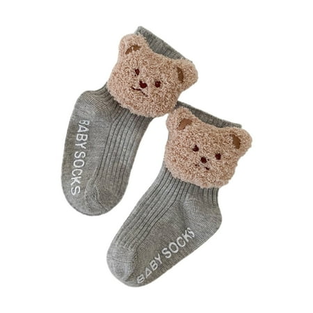 

1 Pair Cute Baby Boys Girls Socks Cartoon Bear Non-slip Soft Fall Winter Socks