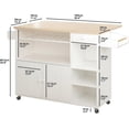 thumbnail image 2 of Isla de Cocina Móvil Multifuncional con Ruedas, Organizador Integrado Gabinetes, Cajones, Especiero, Botellero, Almacenamiento Compacto 100 * 39 * 88.5CM(Blanco), 2 of 8