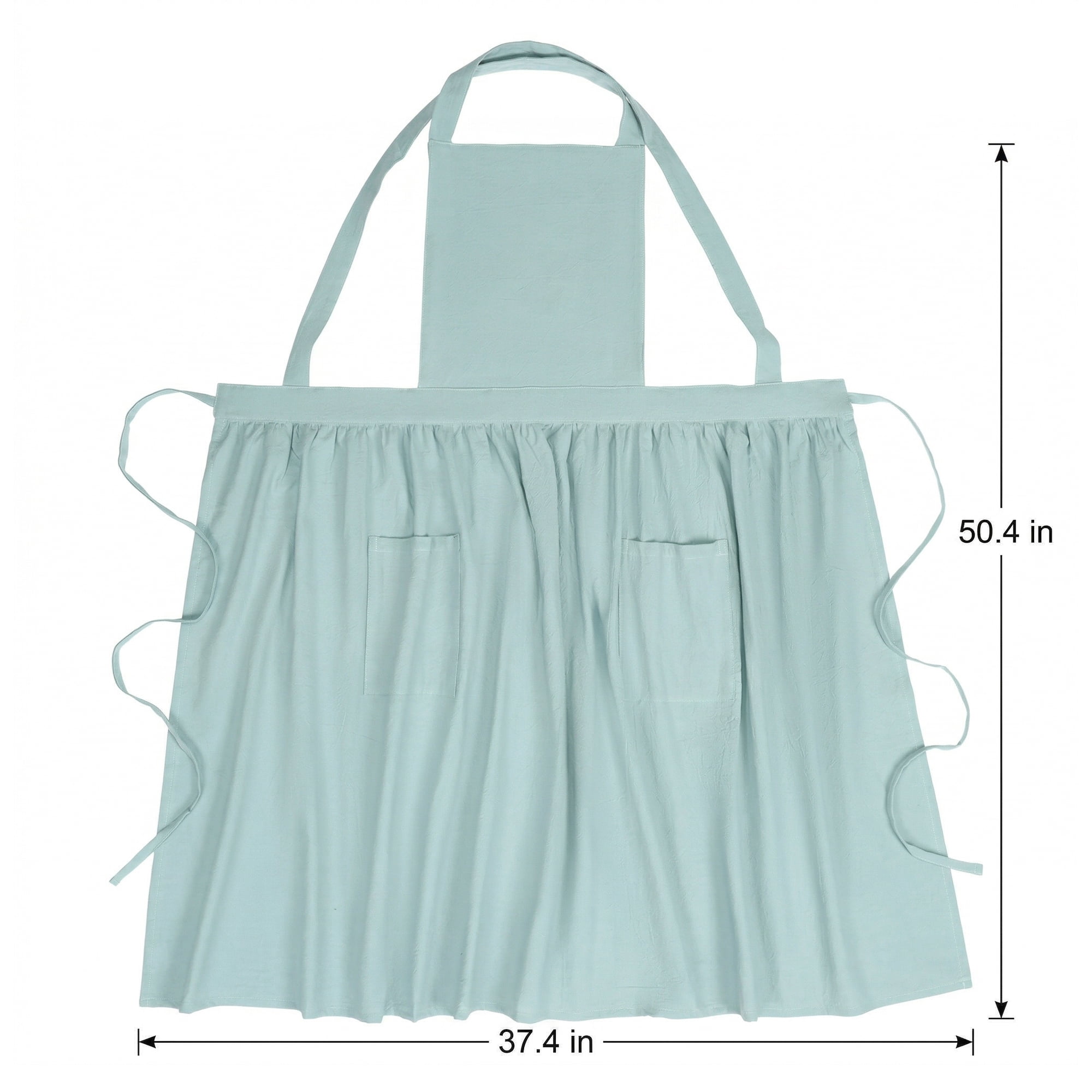 Unique Bargains Women's Kitchen Apron Long Waist Cooking Apron 37.4x50.4in Light Green