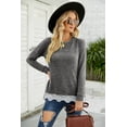 thumbnail image 7 of SWQZVT Womens Tops Plain Color Crew-Neck Tunics Tops Long Sleeve Lace Trim Blouse with Pocket Gray Shirts for Ladies, 7 of 7