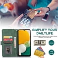 thumbnail image 6 of Compatible with Samsung Galaxy A13 5G Wallet Case Tempered Glass Screen Protector Zipper Leather Flip Cover Card Holder Stand Cell Accessories Phone Cases for Glaxay A 13 Gaxaly 13A Women Men Green, 6 of 7