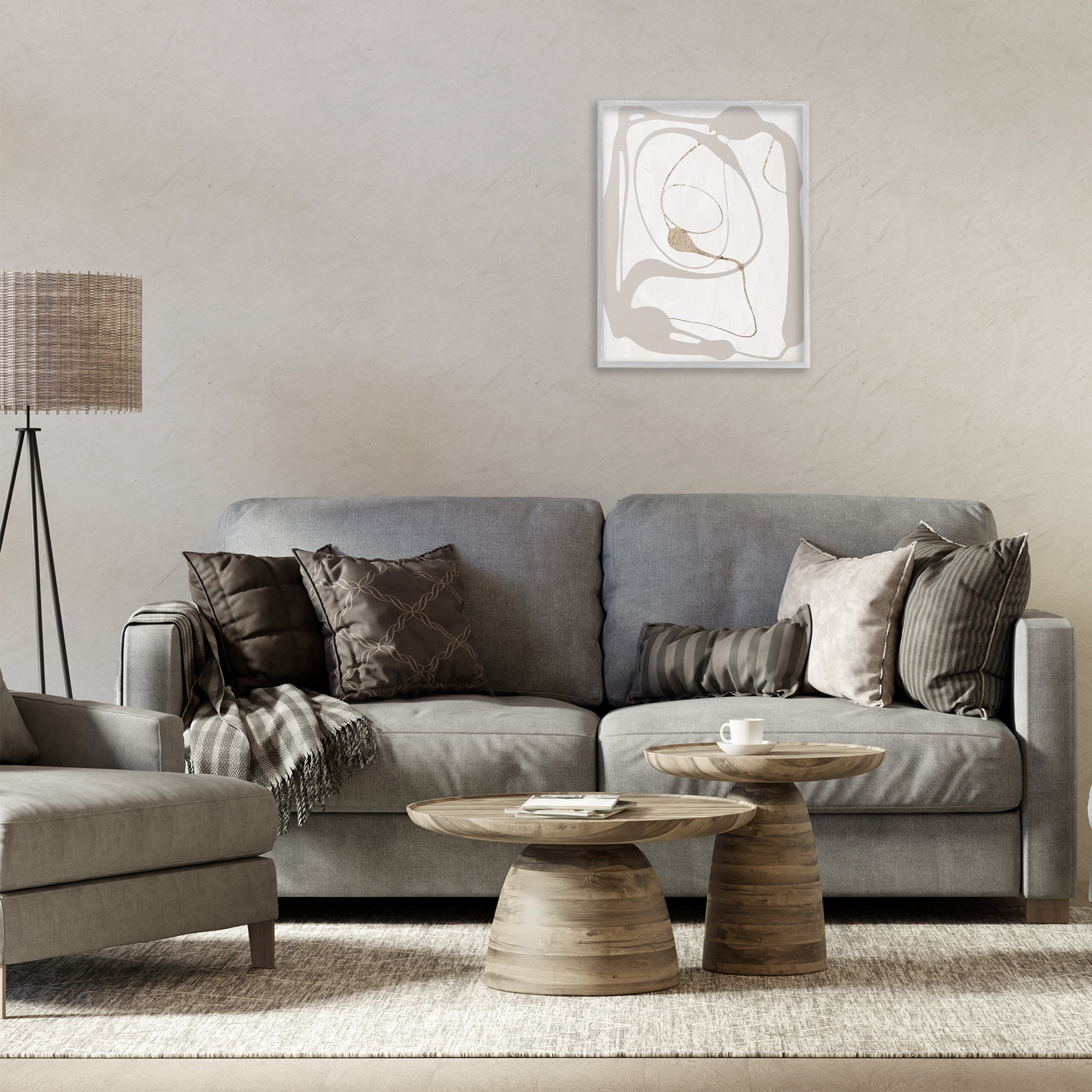 Stupell Industries Gray Very Abstract Figure Abstract Painting Gray Framed Art Print Wall Art, 16 x 20