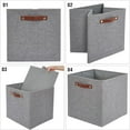 thumbnail image 6 of Collapsible Fabric Storage Cube Bins with 2 Reinforced PU Handles, Foldable Storage Organizer Baskets for Closet, Shelves, Living Room | 11"x11"x11", 4 Pack, Gray & White, 6 of 14