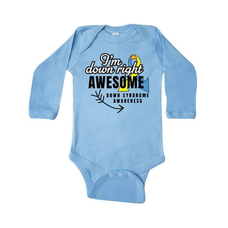 

Inktastic Im Down Right Awesome Down Syndrome Awareness with Arrow Gift Baby Boy or Baby Girl Long Sleeve Bodysuit