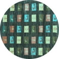 thumbnail image 1 of Ahgly Company Indoor Round Abstract Light Blue Contemporary Area Rugs, 7' Round, 1 of 4