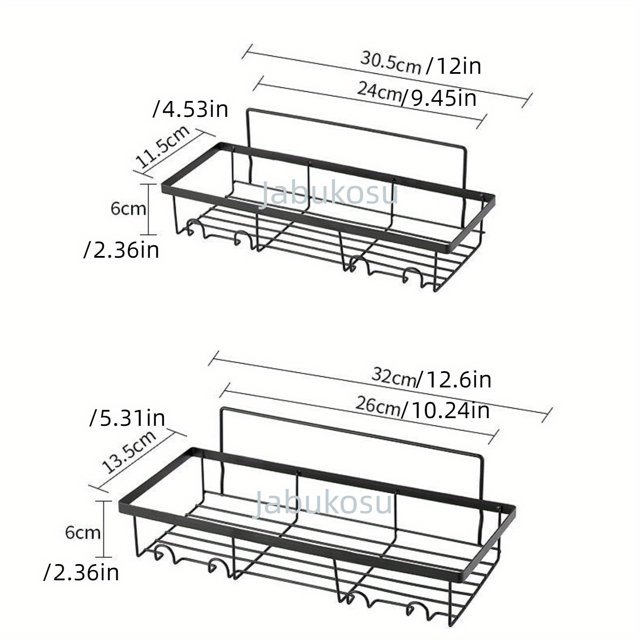 2pcs Rectangular Shower Caddy, Stainless Steel Bathroom Shelf, Floating Shelves, Wall Mounted Storage Shelves For Bathroom, Kitchen Condiment Storage Rack