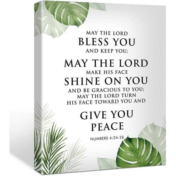 Bible Verse Numbers 6:24-26 May the Lord Bless You and Keep You Canvas Poster Inspirational Scripture Print Painting for Christian Home Office Wall Art Decoration 11.5 x 15 inch (Framed)