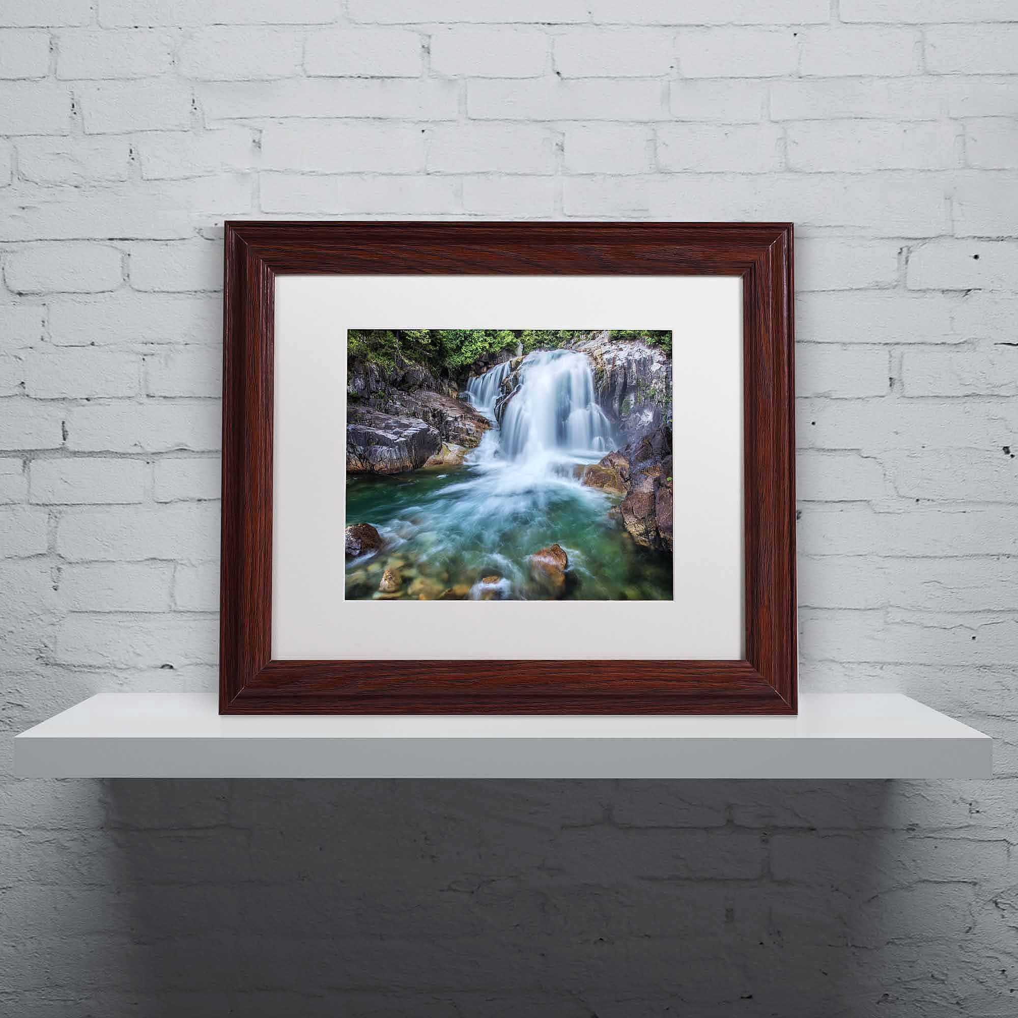 Trademark Fine Art "Golden Ears Falls" Canvas Art by Pierre Leclerc, White Matte/Wood Frame