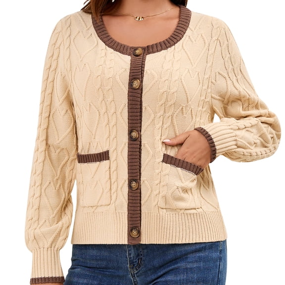 GYRATEDREAM Women's Long Sleeve Crewneck Button Down Sweaters Knit Cardigan Trendy Ladies Fall Clothes