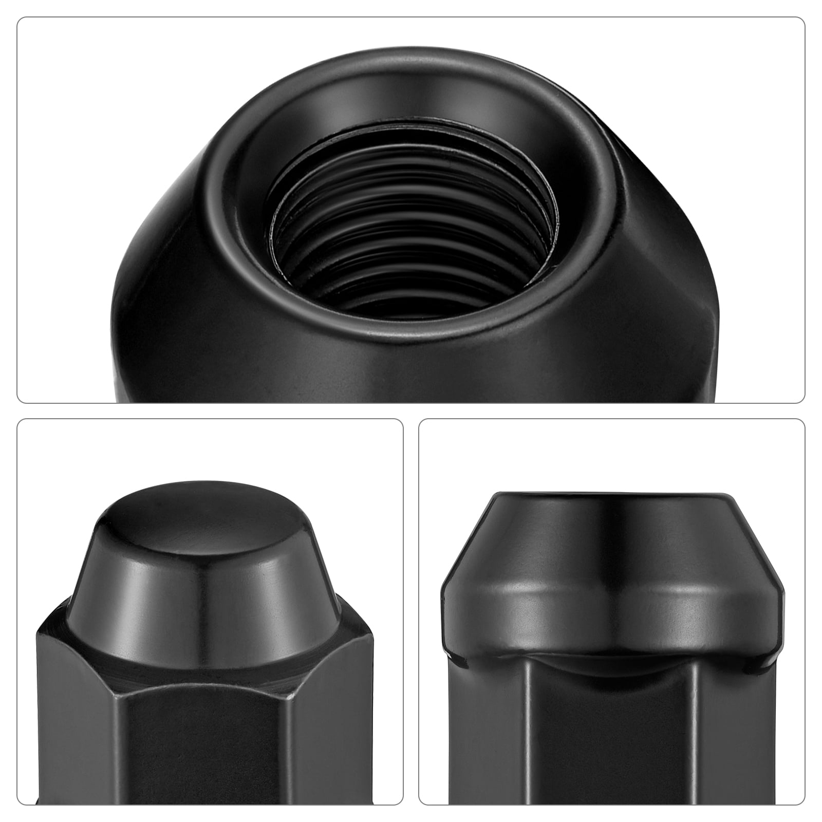 12mmx1.5 Wheel Lug Nuts,20pcs Black M12x1.5 Lug Nuts Closed End Cone Seat Bulge Acorn Lug Nuts 3/4 inch 19mm Hex 1.4 inch 35mm Tall Compatible with Ford Chevy Mazda Buick Chrysler Dodge