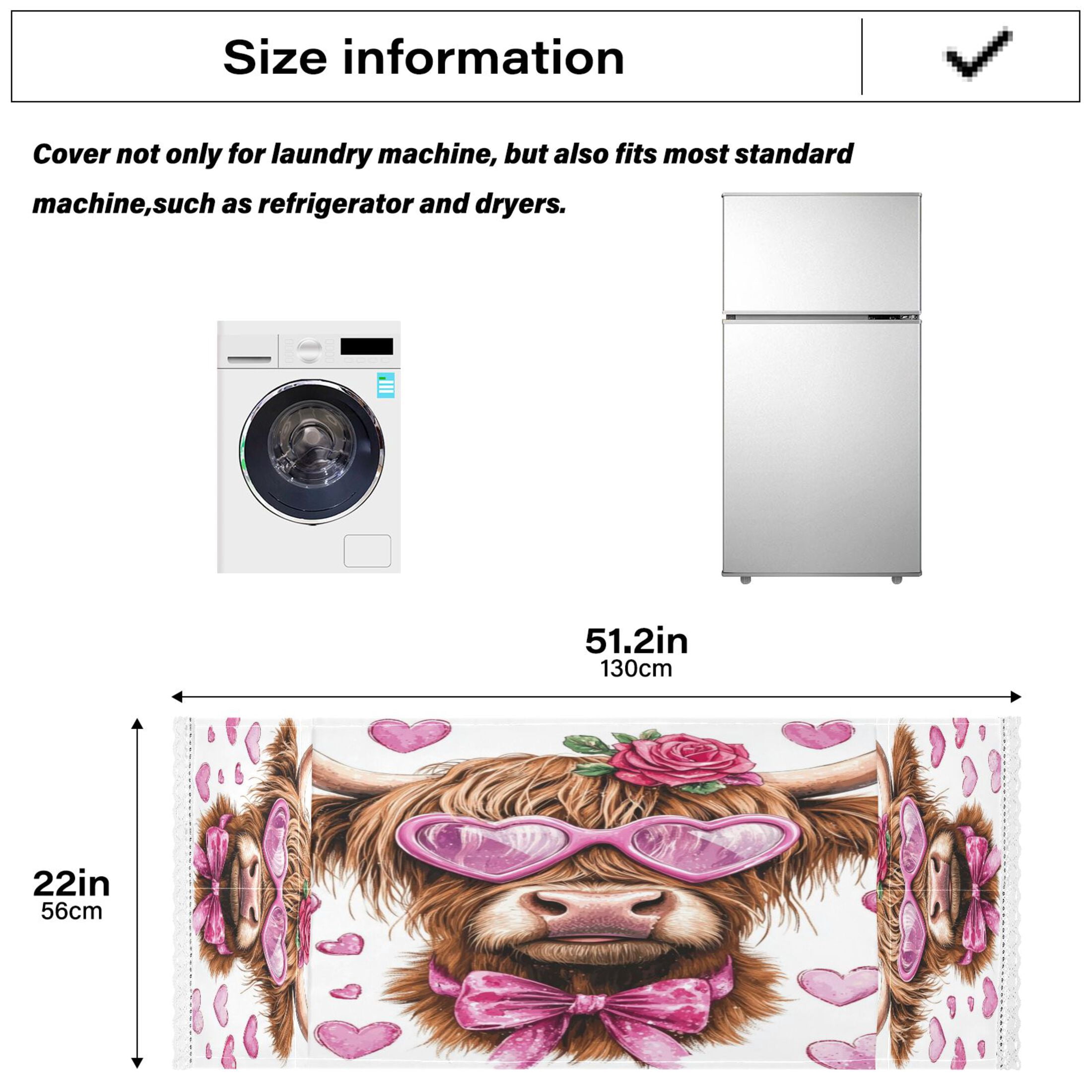 WOBOGO Cow with Love Pattern Washing Machine Cloth Dryer Refrigerator Top Cover Protective Non-Slip Mat For Kitchen Laundry