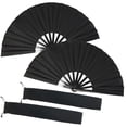 thumbnail image 1 of Abanico de mano de seda plegable TIHOOD Chinese Tai Chi Black x2, 1 of 4