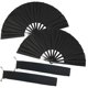 thumbnail image 1 of Abanico de mano de seda plegable TIHOOD Chinese Tai Chi Black x2, 1 of 4