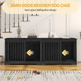 thumbnail image 5 of Hzuaneri 78" Large Double Dog Crate Furniture, Indoor Dog Kennel Furniture for 2 Dogs with Divider, Dual Sliding Barn Doors, Heavy Duty Dog Cage Furniture as TV Stand, Black, 5 of 7