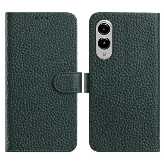 Compatible with Samsung Galaxy S25 Edge Flip Wallet Case,With Card Holder,Lychee Texture Leather Flip Folding Kickstand,Magnetic Closure Shockproof Anti-Scratch Ultra Slim Phone Case,Green