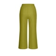 thumbnail image 3 of GPOECD Summer Casual Blend Elastic Waist Pants Straight Wide Leg Long with Pockets for Women Wide Leg Trousers Women Green,XL, 3 of 5