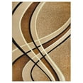 thumbnail image 2 of Allstar 5x7 Modern Accent Rug in Mocha with Ivory Abstract Curved Line design (5' 2" x 7' 0"), 2 of 3