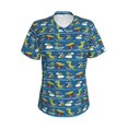thumbnail image 2 of Uemuo Dinosaur on the Beach Vacation Printed Women's Classic V-Neck T-Shirt - Soft, Breathable, Moisture-Wicking, Perfect for Casual, Office, Travel, and Everyday Wear-Small, 2 of 5