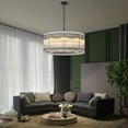 thumbnail image 3 of 37" Modern Black Round Chandelier,2-Tier 8-Light Water Ripple Crystal Glass Chandeliers,for Dining Room,Living Room,Bedroom,High Ceiling,Foyer Entryway,Luxury Chandelier, 3 of 9