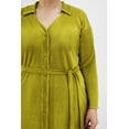 thumbnail image 4 of Vestido de satín plisado Roman Fashion /Tallas Extras, 12248 (Lima) verde lima 42, 4 of 7