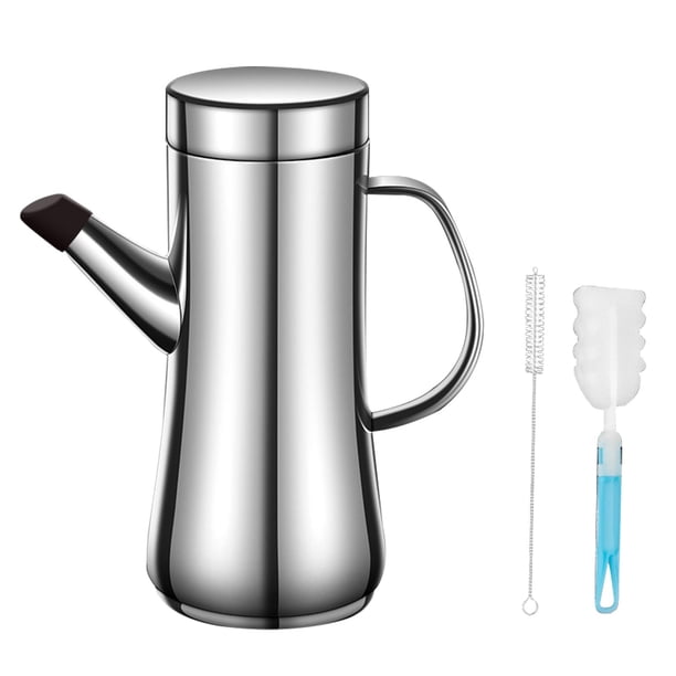 Dispensador de aceite de oliva, recipiente de acero inoxidable para almíbar, botella de aceite para cocina 600 ml