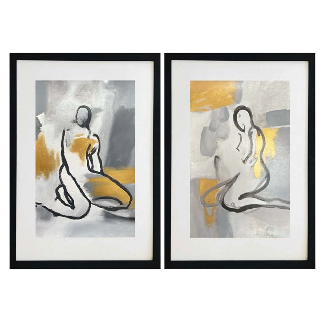 SET DE 2 CUADROS DECORATIVOS ELABORADOS TOTALMENTE A MANO LUNE ART GALLERY Pinturas modernas hechas totalmente a mano
