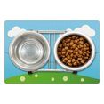 thumbnail image 1 of Bird on a Wire Pet Mat for Food and Water, Vivid Cartoon Bird on Line with Daisy Grass Sky, Non-Slip Rubber Mat for Dogs and Cats, 18" X 12", by Ambesonne, 1 of 2