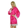 thumbnail image 2 of Bimba Women Kimono Sleeve Satin Short Robe Getting Ready Bride Bridesmaid Lace, 2 of 6
