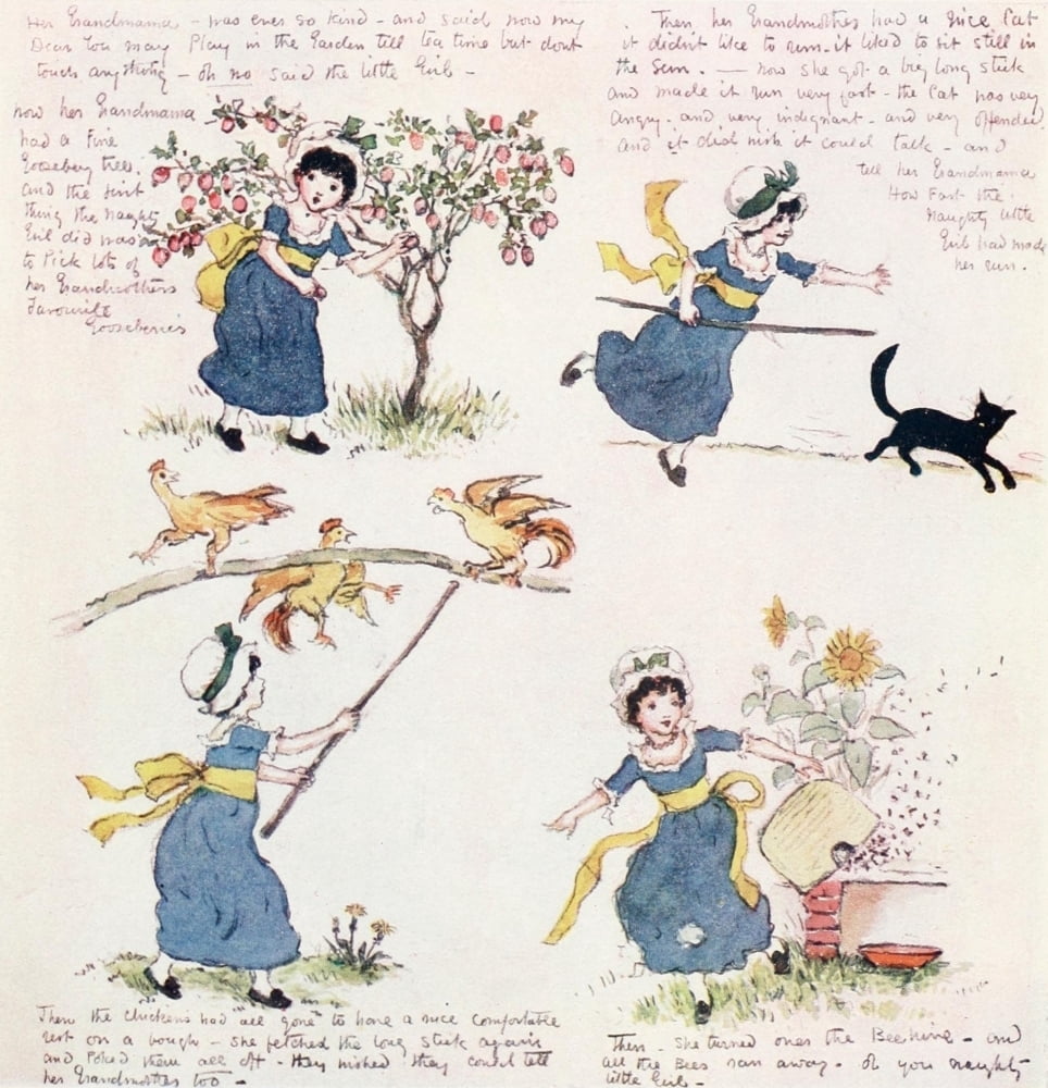 Kate Greenaway 1905 Facsimile of original story page 2 Poster Print by