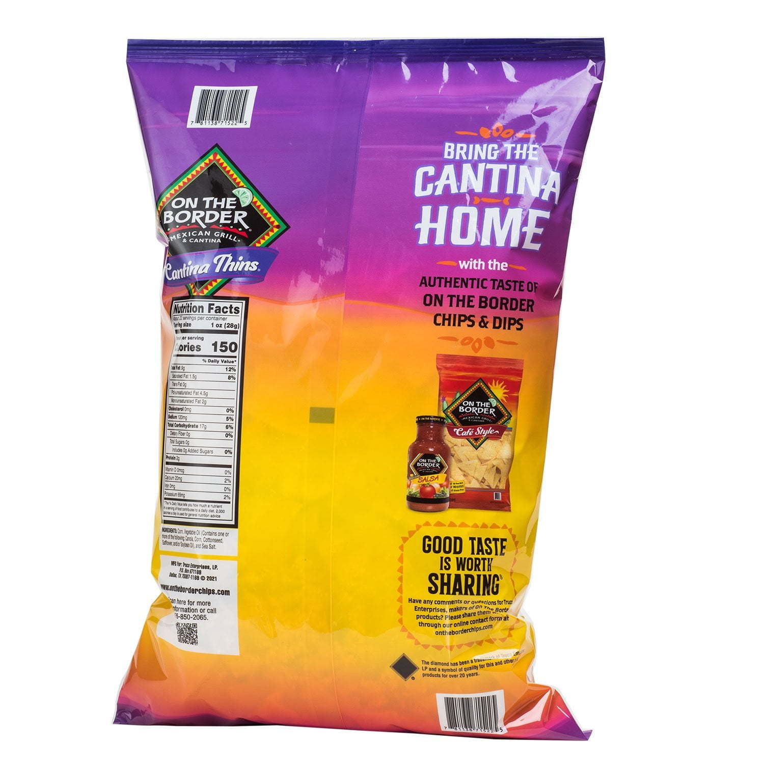 On The Border® Cantina Thins® Tortilla Chips 24 oz. Bag