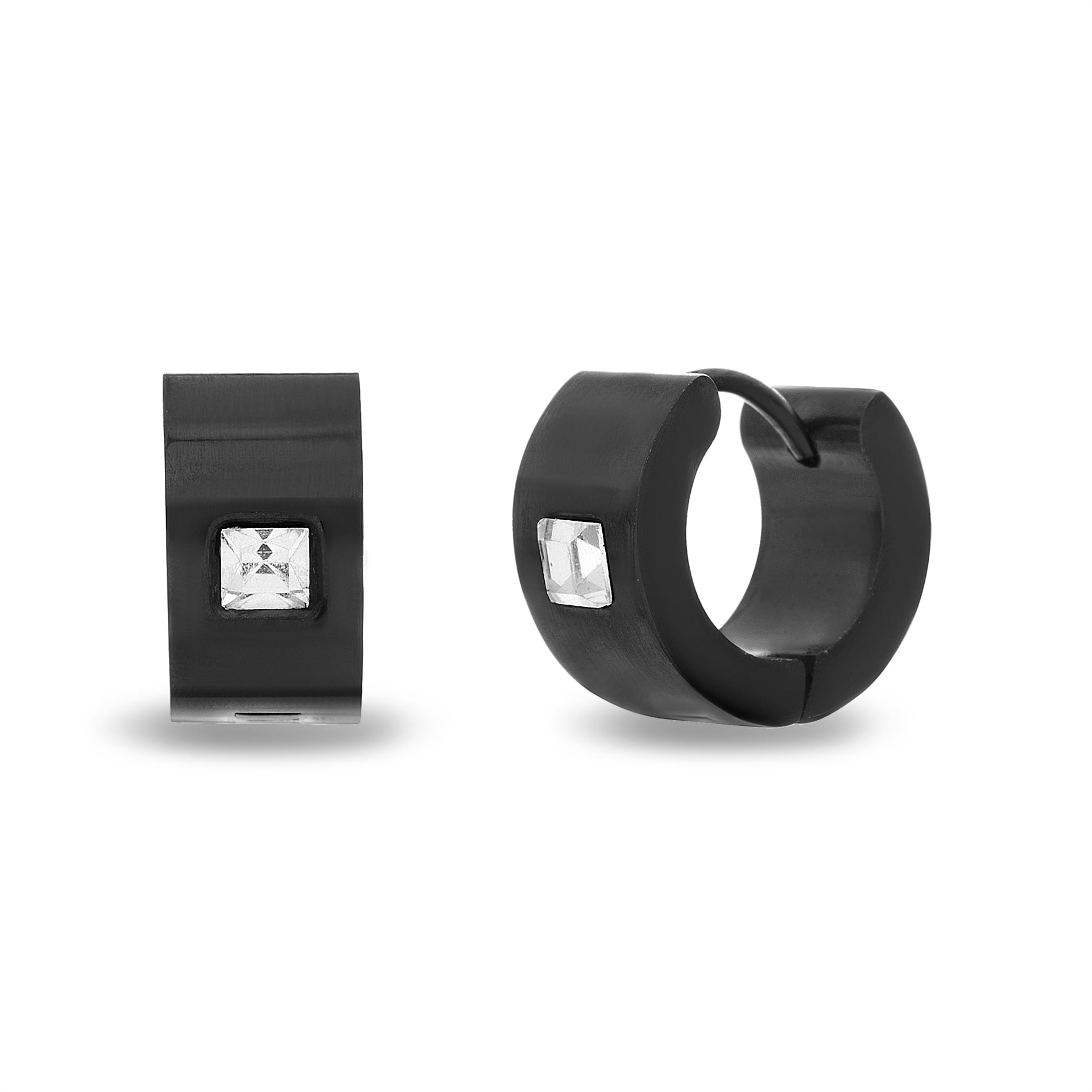 Lokaer White /& Black Square Cubic Zirconia Stainless Steel Hoop Earrings for Women Girls