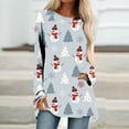 thumbnail image 1 of Pntutb Mujeres Casual Manga Larga Cuello Redondo tops Blusa Suelta Navidad Impreso Camisas Pntutb Pntutb-3729, 1 of 5
