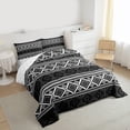 thumbnail image 3 of Feelyou Bohemian Aztec Women Bedding Comforter Set, Retro Boho Mandala Twin Comforter Sets, Grey Triangle Square Reversible Bedding Set, Ultra Soft Bedroom Decor, 2pcs, 3 of 8