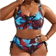 thumbnail image 1 of RXMEKW Swimsuit for Women Plus Size with Ruching and Adjustable Side Ties, UPF 50+ Two-Piece Bathing Suit in Flattering Wrap Design for Beach and Pool, 1 of 8