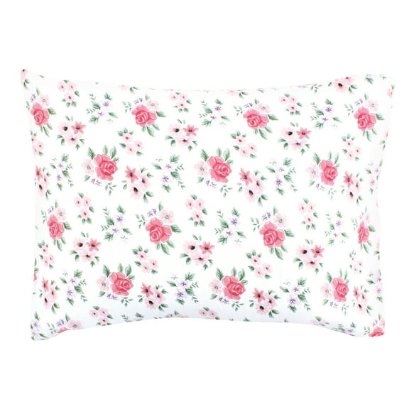Hudson Baby Infant Girl Cotton Toddler Pillow Case, Vintage Floral, One Size