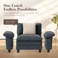 thumbnail image 2 of MF Studio 123.6" 3-Seater Sofa Couch with Extra Deep Seat for Living Room, 3-Seat Chenille Sectional Sofa with 3 Pillows, Grayish Blue, 2 of 10