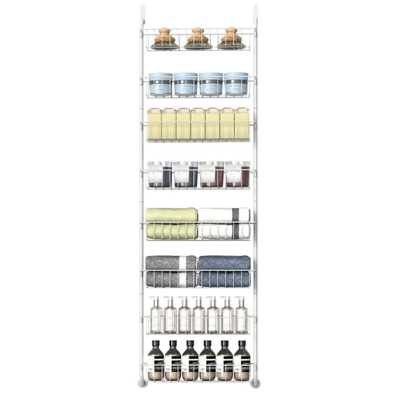 Over the Door Pantry Organizer, Black Hanging Basket Wall Spice Rack