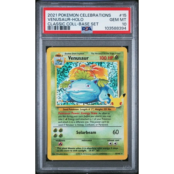 2021 Pokemon Celebrations Classic Collection Base Set Holo Venusaur #15 PSA 10