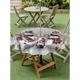 thumbnail image 3 of Outdoor Tablecloth with Umbrella Hole and Zipper, Grey Christmas Round Table Cloth 54 Inch Waterproof Tablecloth, Snowman Snowflake Winter Birds Picnic Table Cover for Patio Camping, 3 of 7