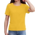 thumbnail image 4 of CPNG Girls Daily Ribbed Knit T Shirt Comfortable Stylish Solid Color Summer Casual Crewneck Short Sleeves T Shirt(Yellow,11-12 Years), 4 of 6