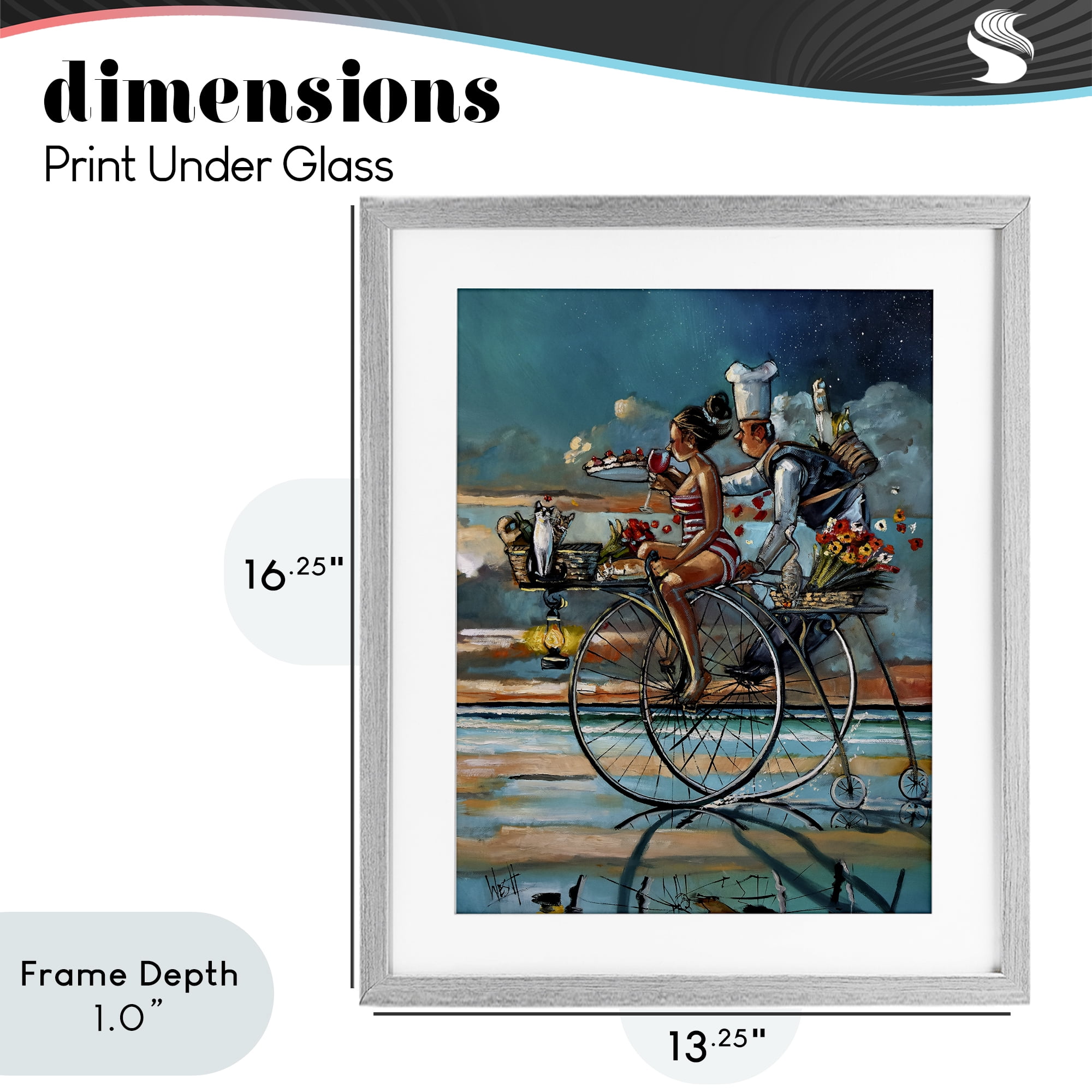 Stupell Industries Zaan's Dream Seaside Bicycle Ride Gray Framed Print Under Glass, design by Ronald West