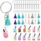 thumbnail image 1 of Kit de 60 llaveros de té, coloridos, para hacer llaveros, accesorios para llaveros de té con leche, dijes, colgantes de taza de leche con borlas, llaveros y anillos., 1 of 5