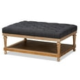 thumbnail image 2 of Baxton Studio Lindsey Modern and Rustic Charcoal Linen Fabric Upholstered and Greywashed Wood Cocktail Ottoman, 2 of 8