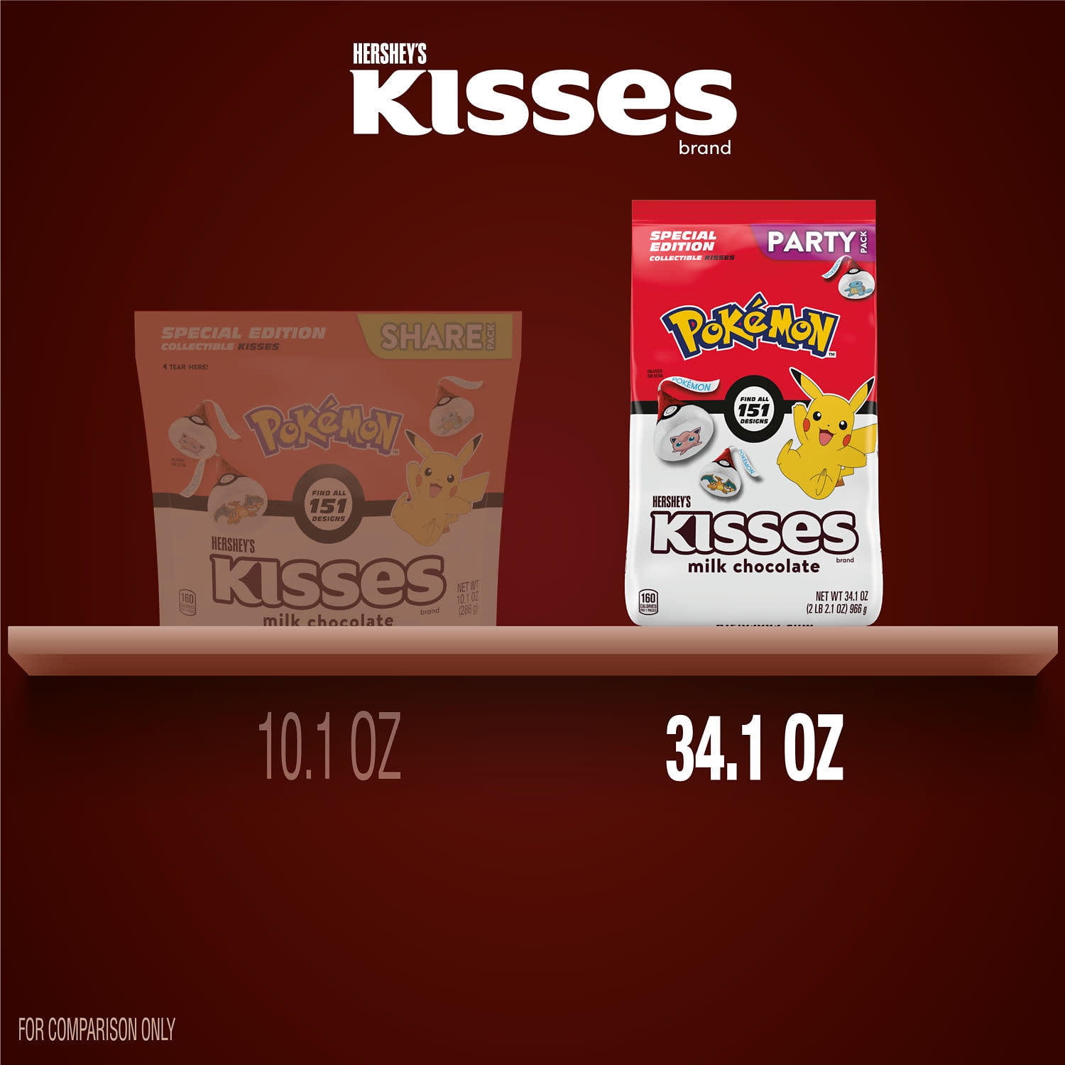 Hershey's Kisses Milk Chocolate Pokemon Candy, Party Pack 34.1 oz