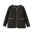 thumbnail image 2 of Parkas de manga larga para mujer, chaquetas acolchadas cálidas para mujer, chaqueta acolchada lisa de manga larga con estampado floral, abrigos con bolsillos, blusa para mujer, 2 of 9