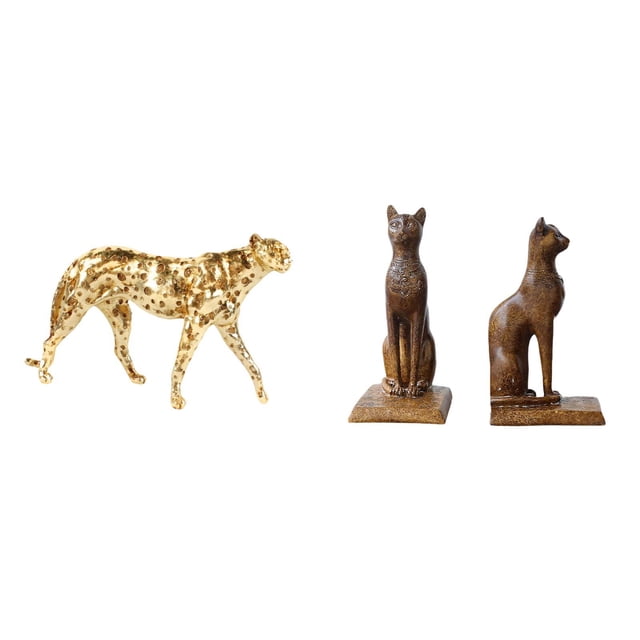 Escultura De Guepardo Dorado Con Forma De Gato, Centro De Mesa Decorativo, Adorno De Animal, Sujetalibros Egipcio, Soporte Para Estantes, Mesa, Oficina, Hogar, Regalo De Inauguración De La Casa.